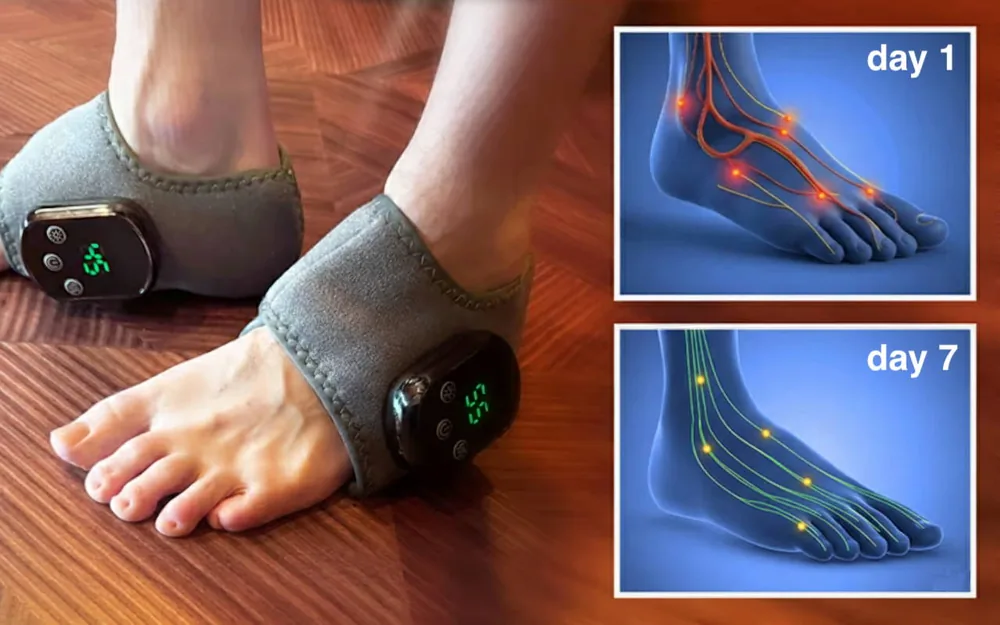 Illustration of calmer foot nerves after a week of daily sessions